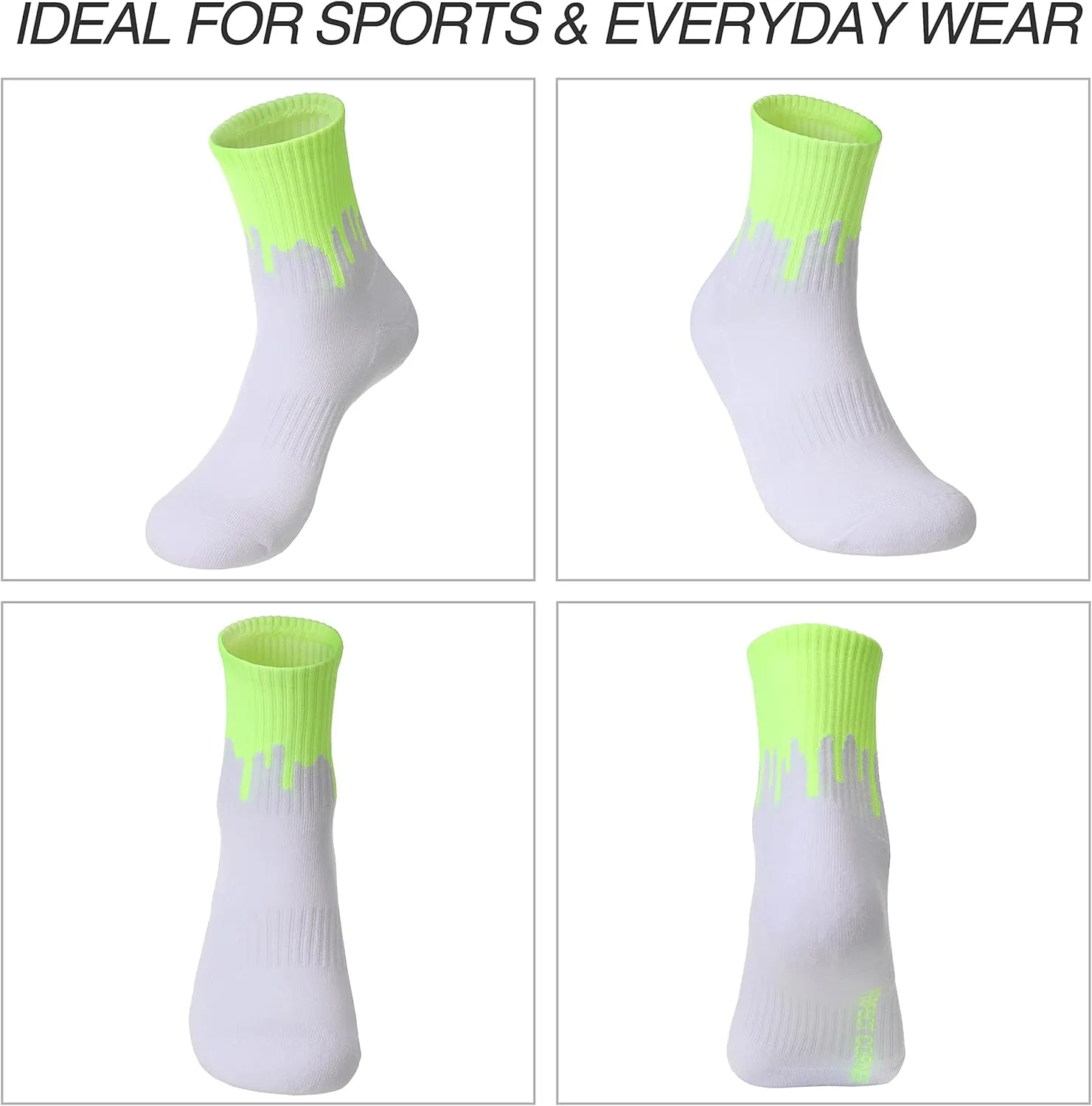 Cotton Striped Athletic Quarter Socks with Cushioning & Arch Support for Running & Workouts