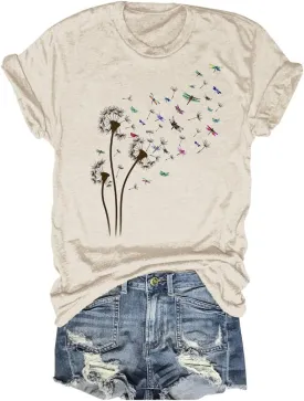 Dandelion Shirts for Women Teen Girls Cute Sunflower Wildflower Flower Lovers Graphic Tees Tops