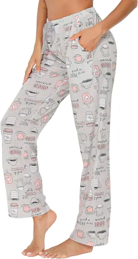 ENJOYNIGHT Women Cotton Lounge Pants Comfy Pajama Bottoms With Pockets&Drawstring