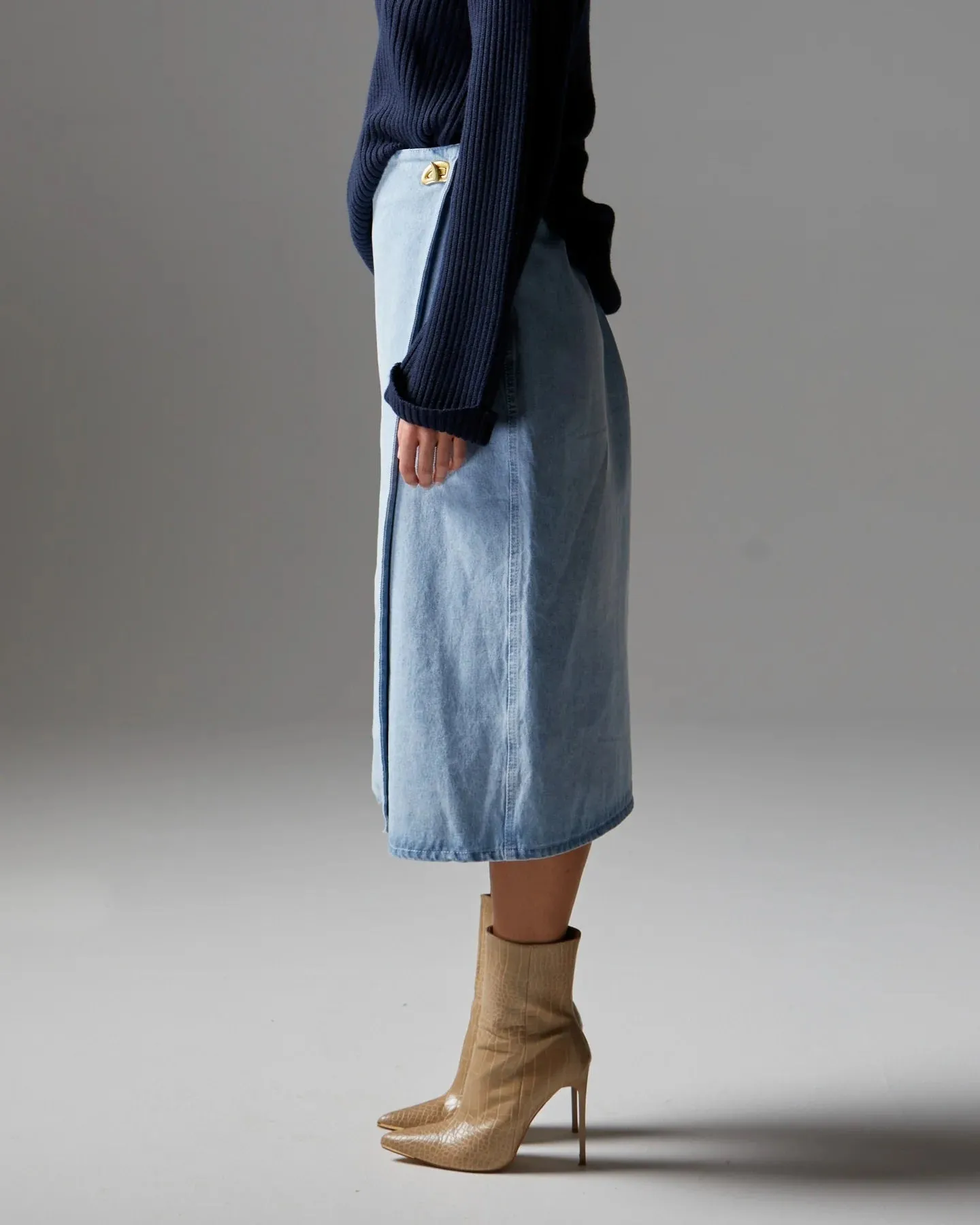 Fate   Becker Flight Denim Wrap Skirt