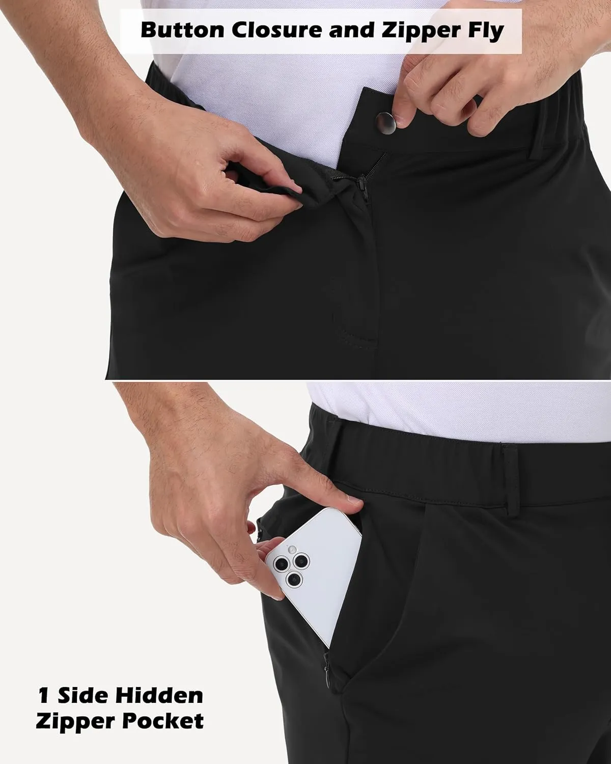 Golf Pants Men - Mens Golf Joggers Pants Slim Fit with Zipper Pockets, Stretch Casual Athletic Sweat Pants Elastic Waist