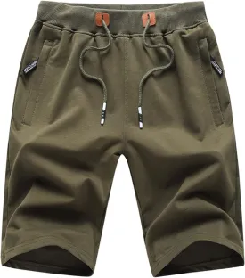 JustSun Mens Shorts Casual Sports with Elastic Waist Zipper Pockets