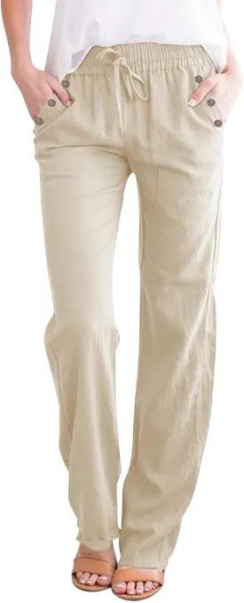 Linen Pants for Women 2025 Summer Plus Size High Waisted Lightweight Pants Straight Leg Dressy Casual Comfy Trousers