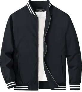 MAGCOMSEN Men's Jacket Lightweight Bomber Jacket Zip Up Windbreaker Casual Spring Fall Jackets with Pockets