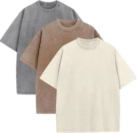 Men's Oversized Cotton T-Shirts Loose Fit Vintage Washed Tee Unisex Short Sleeve Casual Shirts Tops