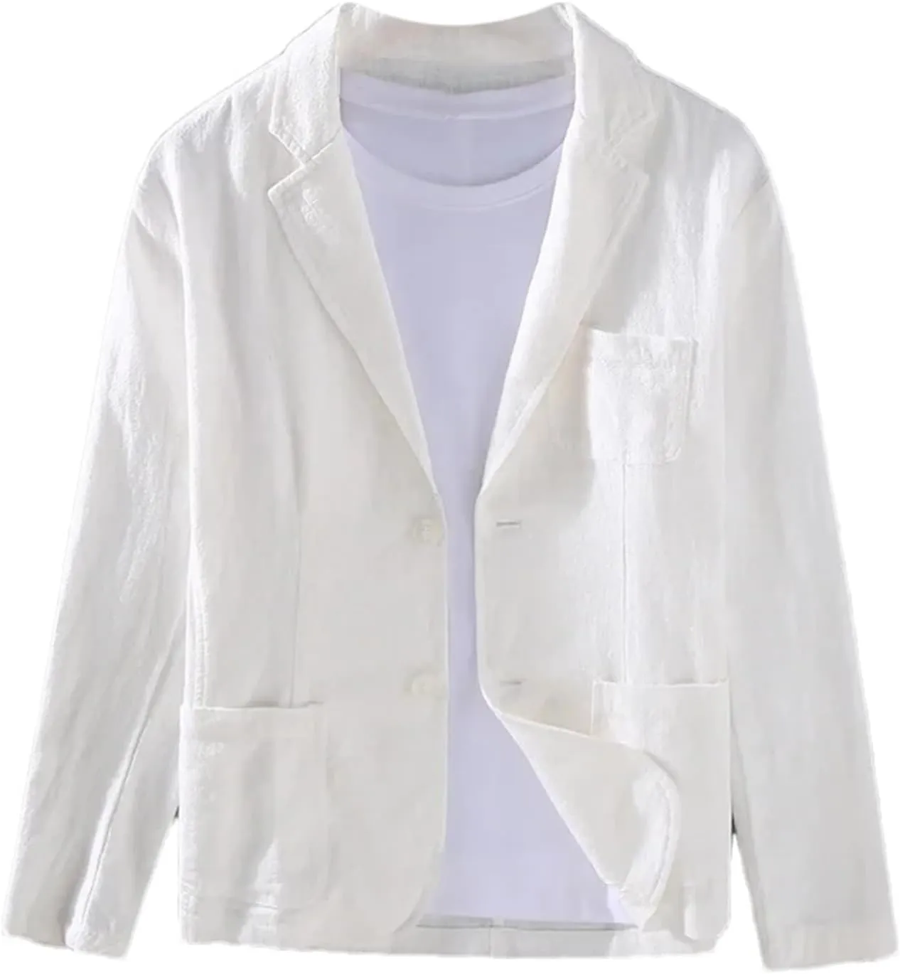 Men's Spring Summer Jacket  Casual Cotton Linen Blazer Loose Fit Lightweight Suit For Men