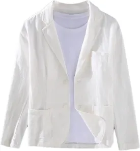 Men's Spring Summer Jacket  Casual Cotton Linen Blazer Loose Fit Lightweight Suit For Men