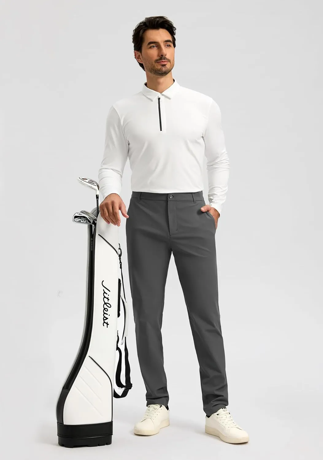 Obla Men's Golf Pants - 30"/32"/34" Slim Fit Stretch Lightweight with 5 Pockets Casual Travel Dress Work Pants for Men