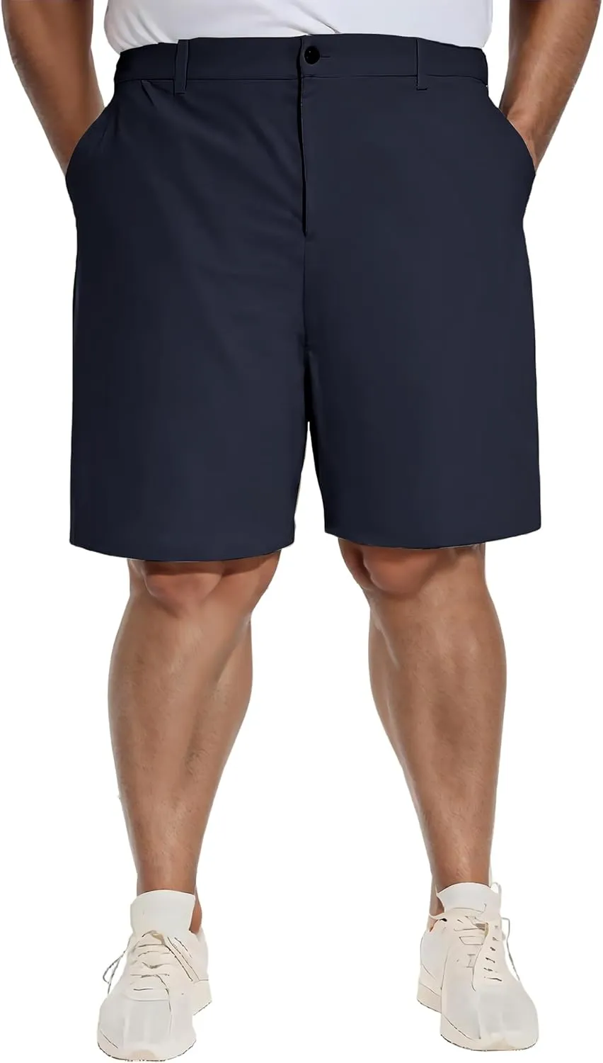 PULI Men's Big & Tall Golf Shorts Stretch 10 Inch Inseam Waterproof Lightweight Qiuck Dry Hiking Shorts
