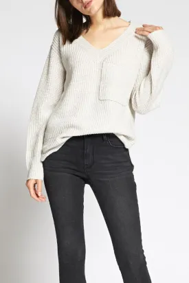 SANCTUARY - Amare Vneck Sweater Heather Salt