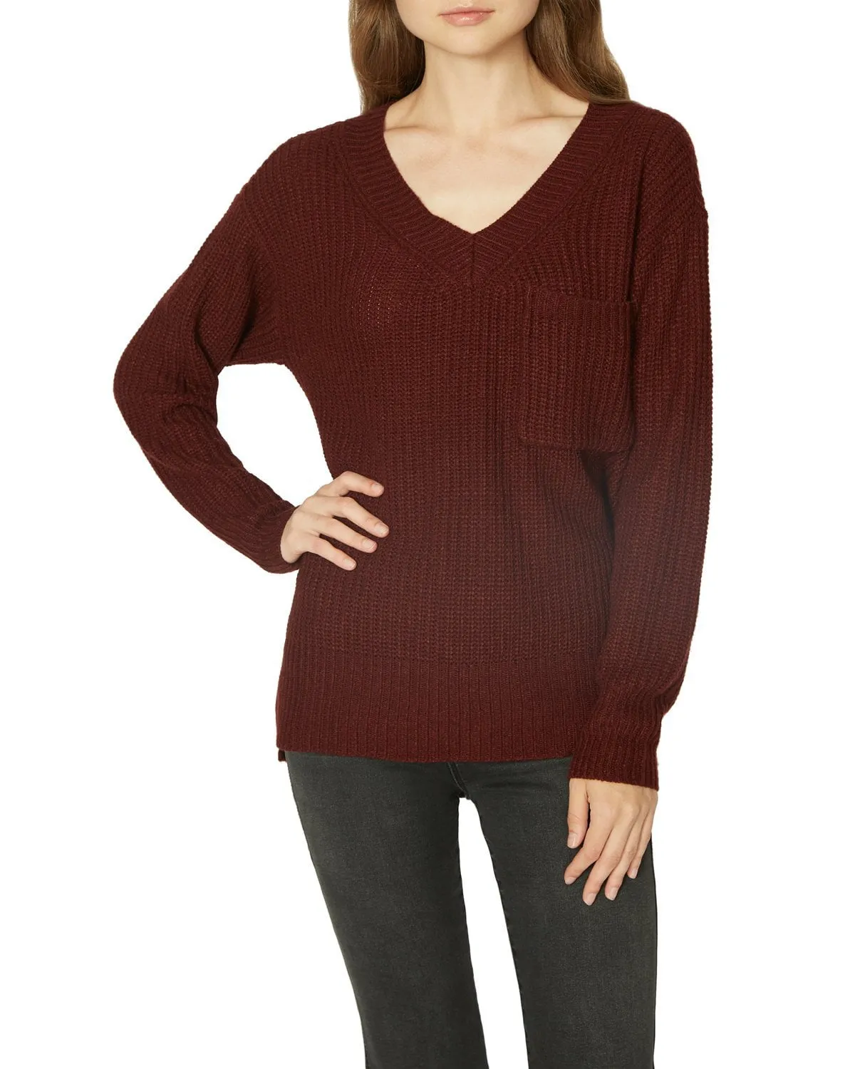 SANCTUARY - Amare Vneck Sweater Scarlet
