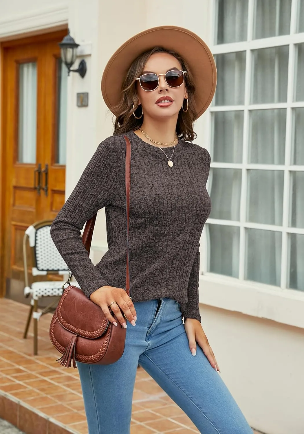 SimpleFun Women's Tunic Sweaters Lightweight Fall Casual Long Sleeve Crewneck Pullover Tops