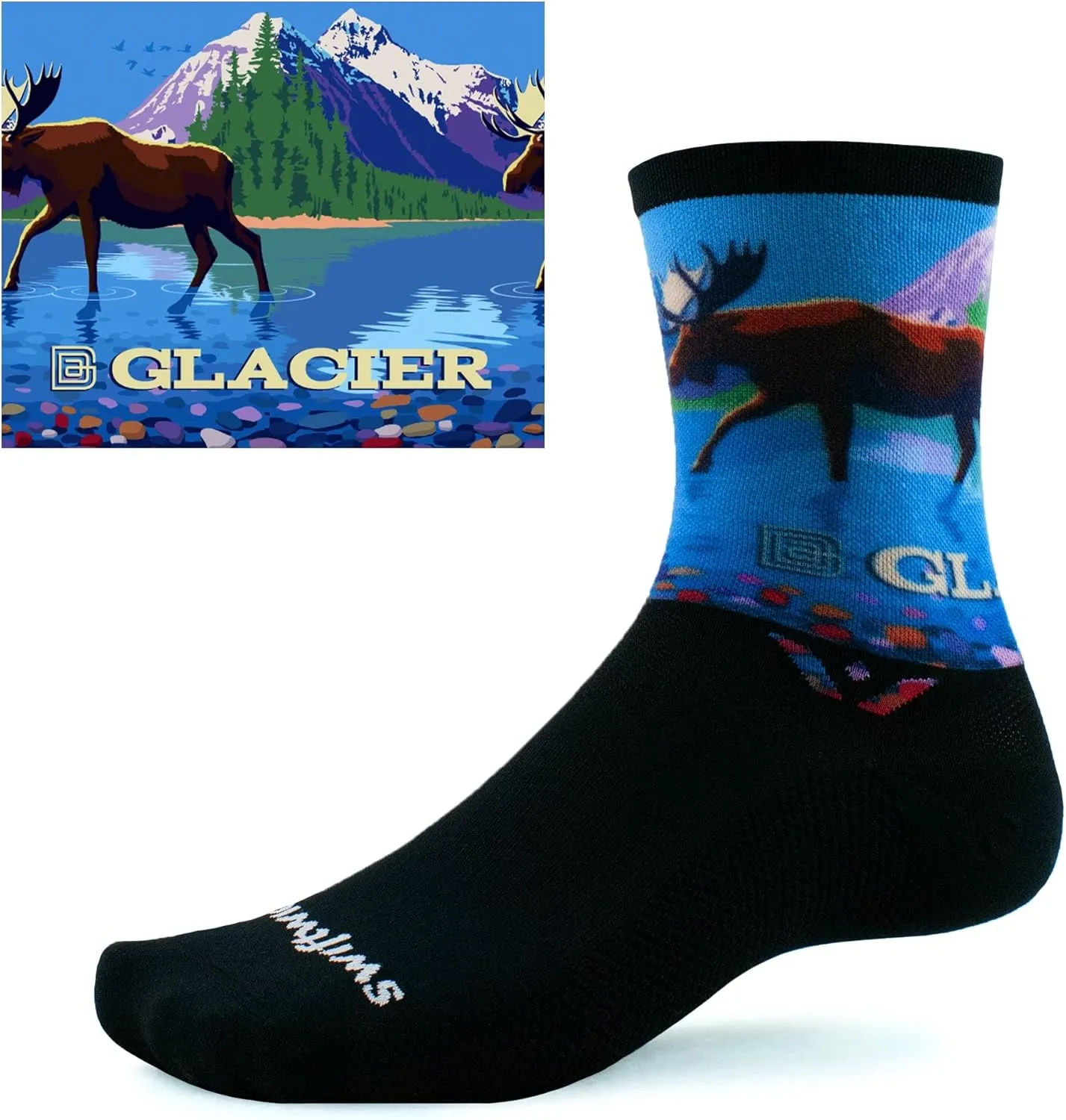 Swiftwick VISION IMPRESSION Crew, National Parks Edition, Running, Hiking and Cycling Socks