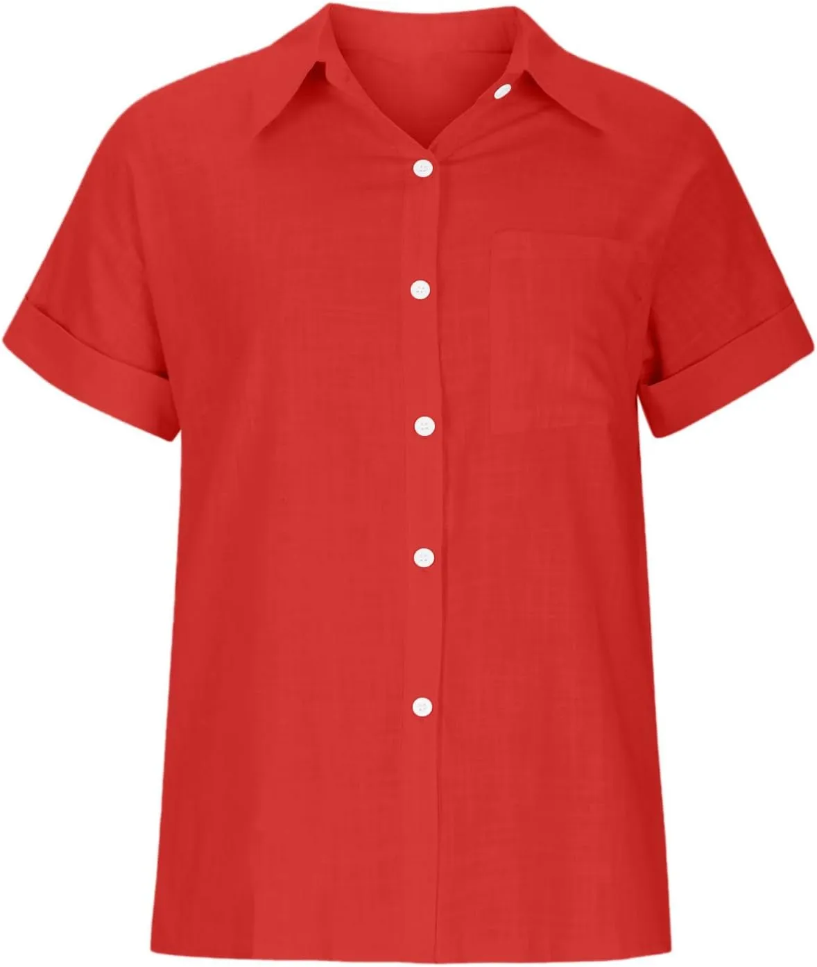 TANGNADE Oversized Linen Button Down Women Short Sleeve Shirts Collared Plus Size Boyfriend Loose Blouse with Front Pocket