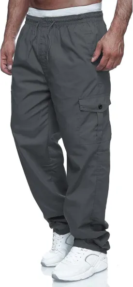 THWEI Mens Cargo Pants Casual Drawstring Athletic Jogger Sports Outdoor Trousers