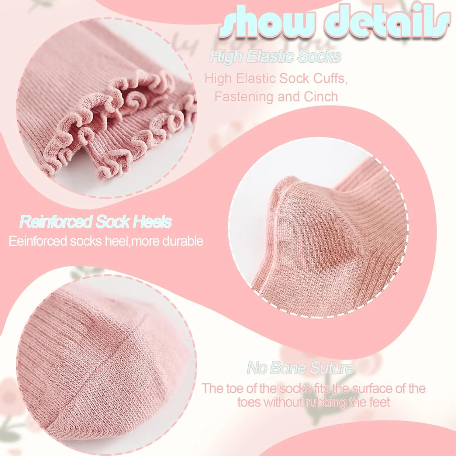 Women Socks,Ruffle Turn Cuff Casual Ankle Socks Knit Cotton Lettuce Crew Frilly Sock 6 Pairs
