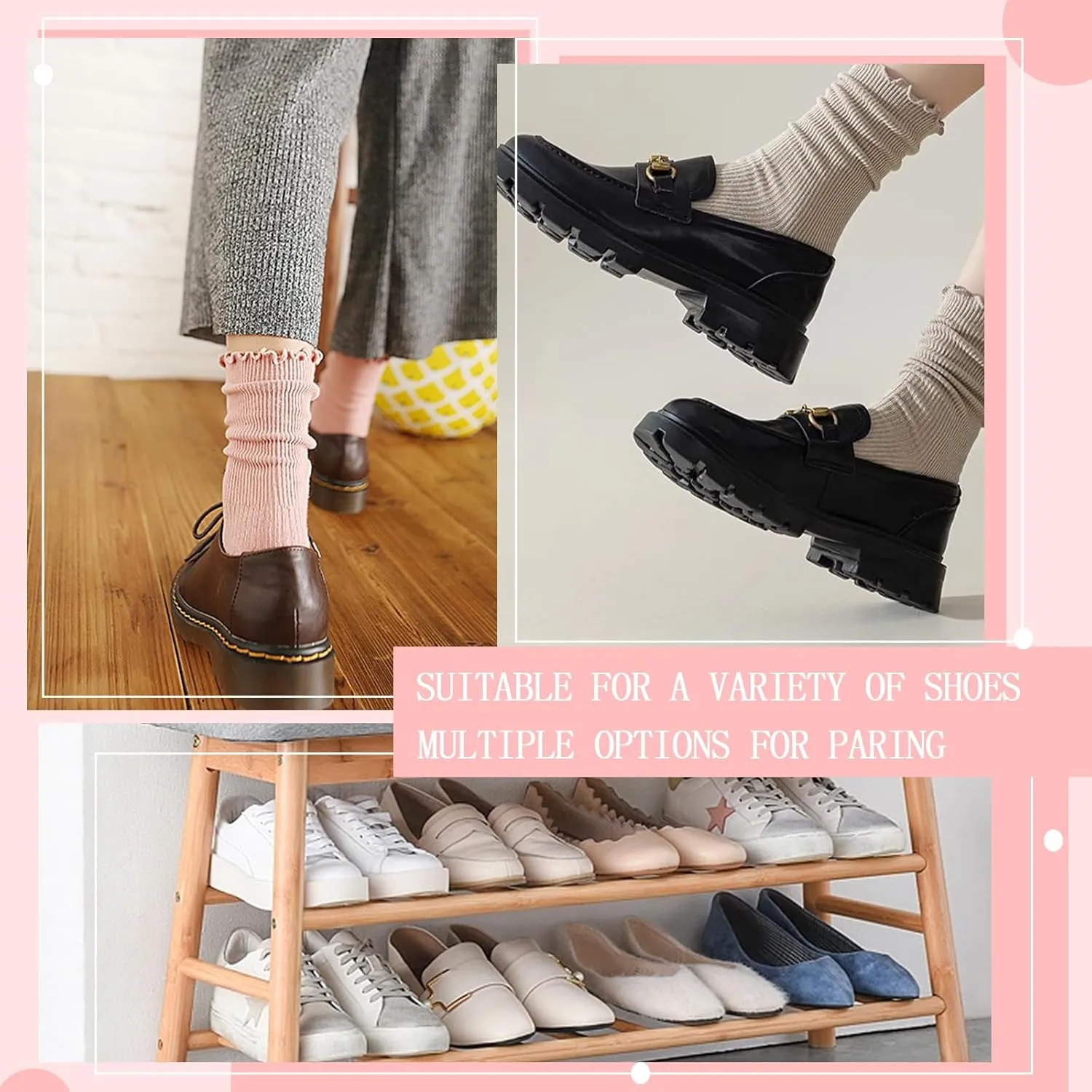 Women Socks,Ruffle Turn Cuff Casual Ankle Socks Knit Cotton Lettuce Crew Frilly Sock 6 Pairs