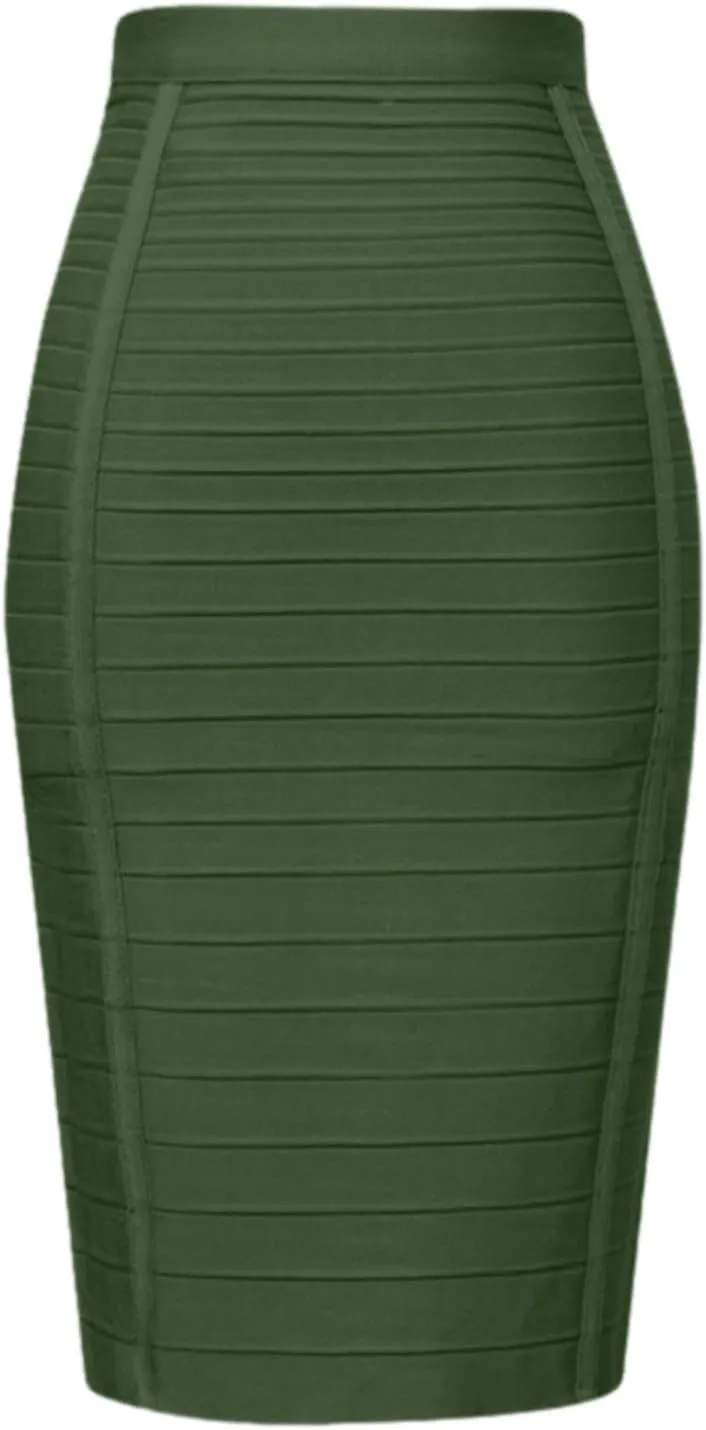 Women's Wrap Skirt Bodycon Pencil Skirts High Waist Knee Length Back Zipper Business Bandage Sexy Solid Color Skirt