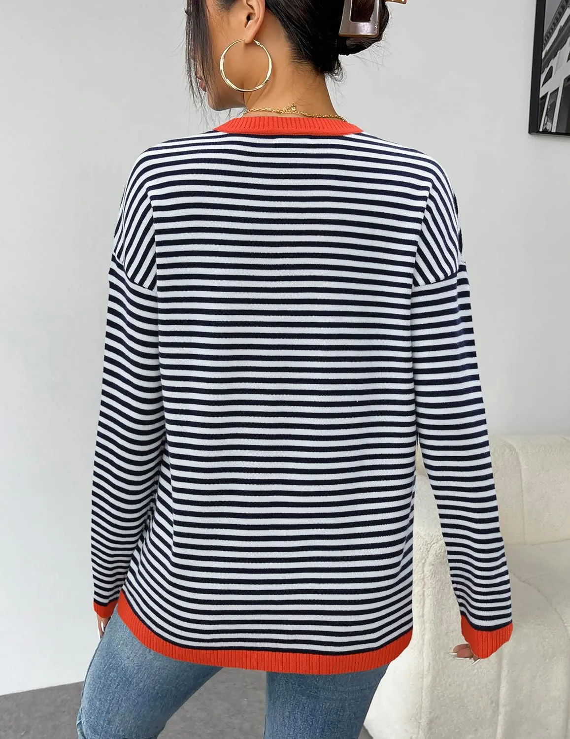 Zeagoo Sweaters for Women Fall Outfits Trendy 2024 Long Sleeve Crew Neck Knit Pullover Sweater Tops